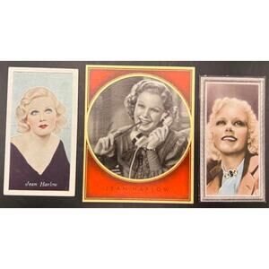 3 RARE 1930s Jean Harlow Tobacco Cards Cigarette Cards Hollywood Platinum Blonde